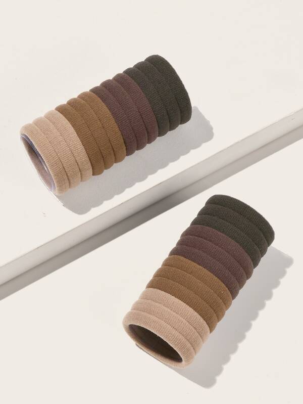 24pcs Simple Solid Brown Series Hair Tie