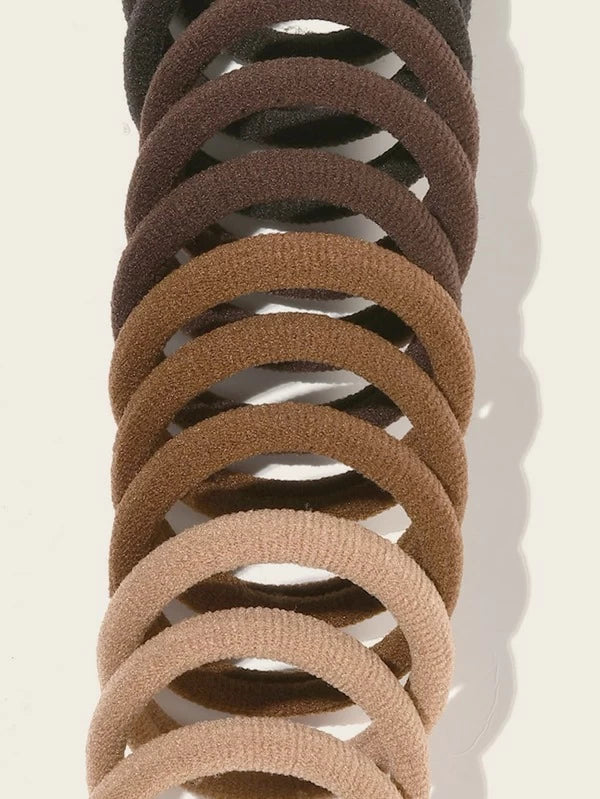 24pcs Simple Solid Brown Series Hair Tie