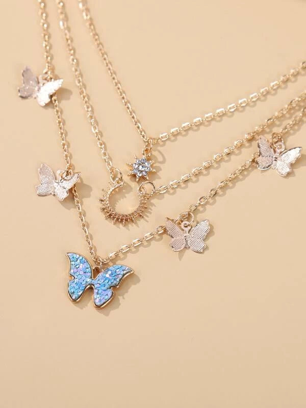 3db Butterfly Charm ékszerkészlet