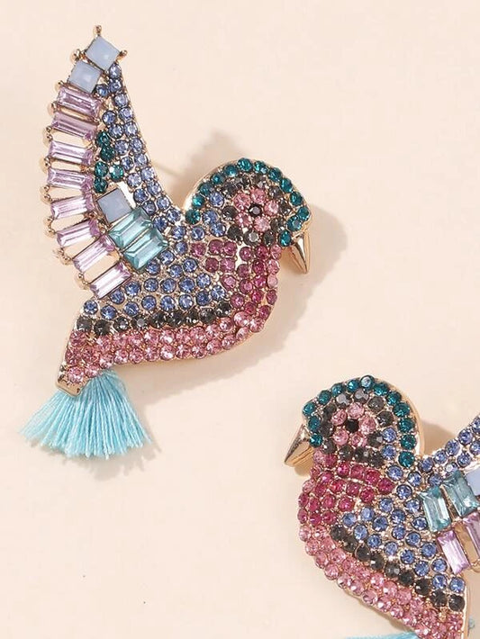 Rhinestone Bird Design Stud Fülbevaló vgf