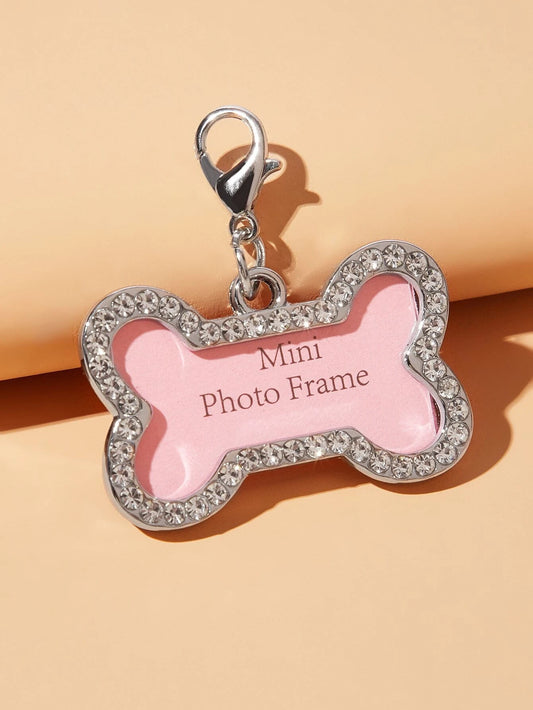 1pc Bone Shaped Rhinestone Dog Photo Frame