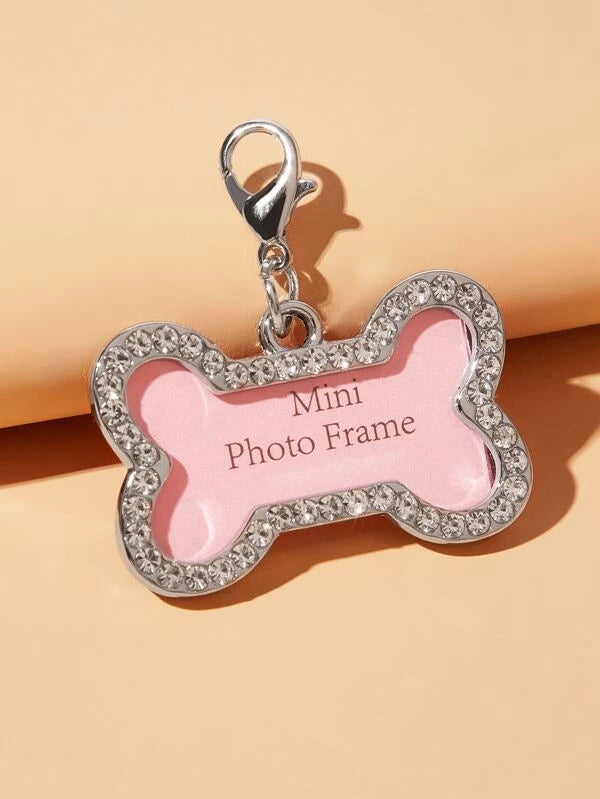 1pc Bone Shaped Rhinestone Dog Photo Frame