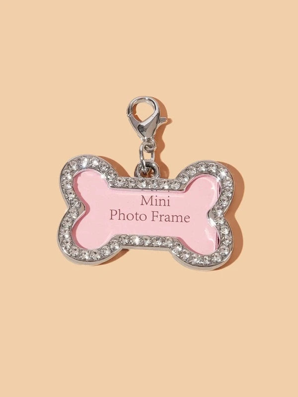 1pc Bone Shaped Rhinestone Dog Photo Frame