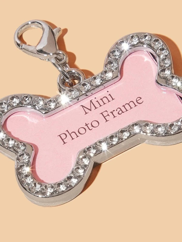 1pc Bone Shaped Rhinestone Dog Photo Frame