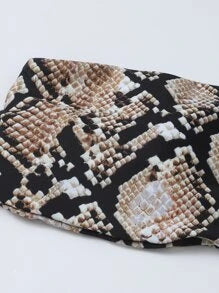 Snakeskin Cut-out Bandeau Bikini Swimsuit
