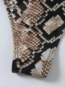 Snakeskin Cut-out Bandeau Bikini Swimsuit
