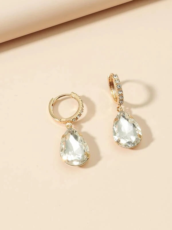 Rhinestone Decor Water Drop Earrings ftt5 in BLUE / WHITE Colors