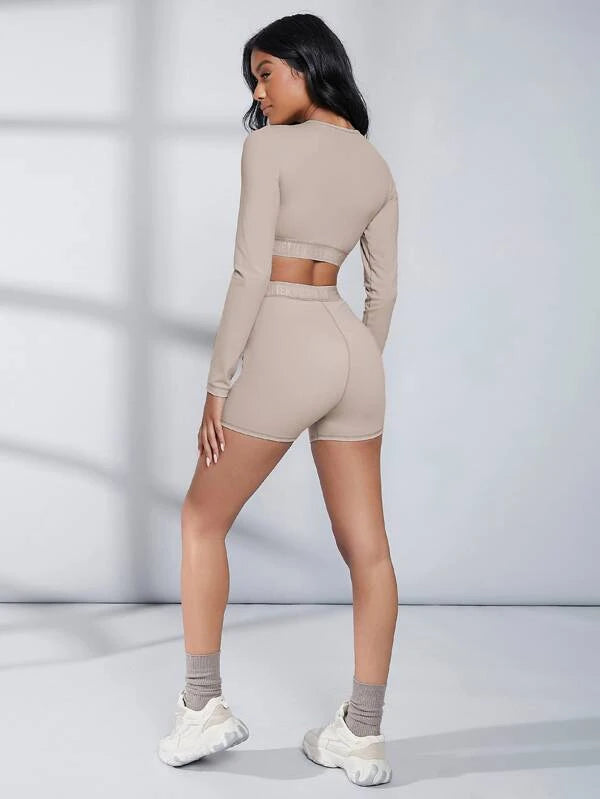 Letter Tape Sports Biker Shorts