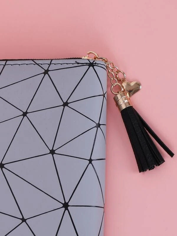 Tassel Decor Geometric Graphic Big Purse