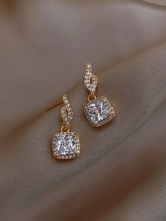 Rhinestone Geo Drop Earrings