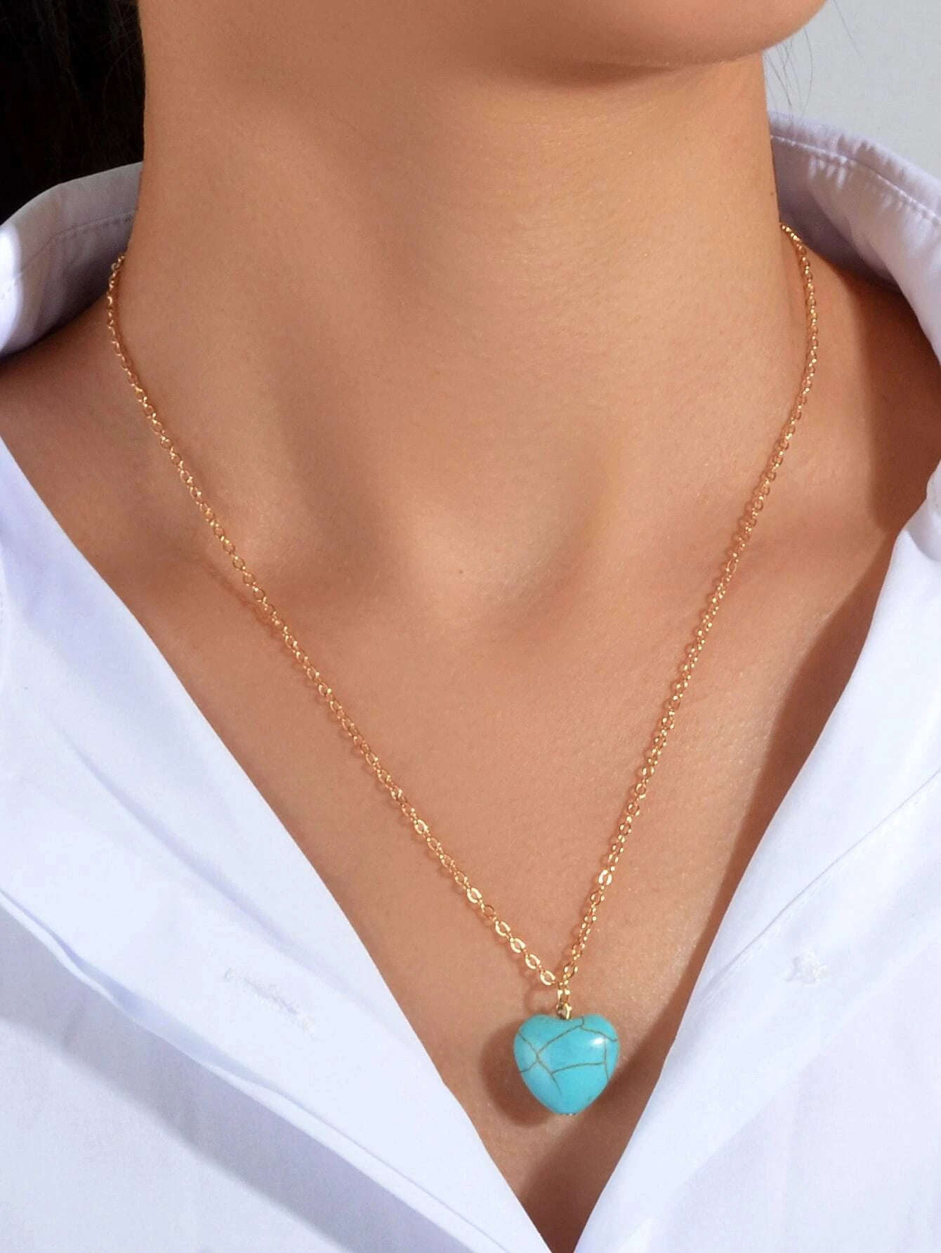 Heart Turquoise Charm Necklace