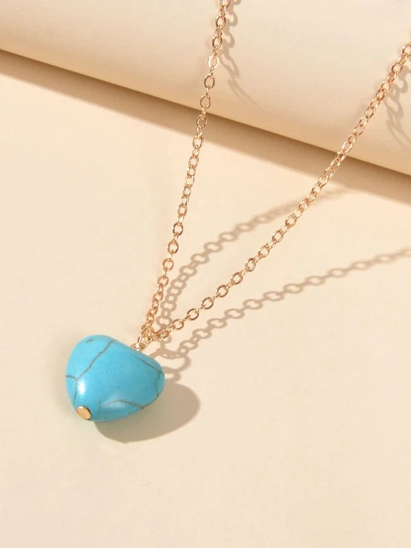 Heart Turquoise Charm Necklace