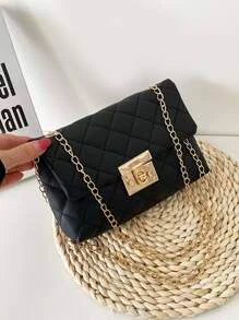 Quilted Twist Lock Chain Bag (15x21cm)