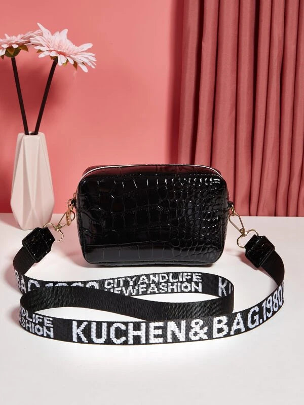 Mini Croc dombornyomott Crossbody táska