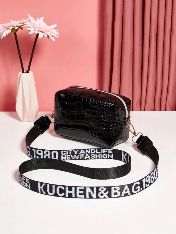Mini Croc dombornyomott Crossbody táska