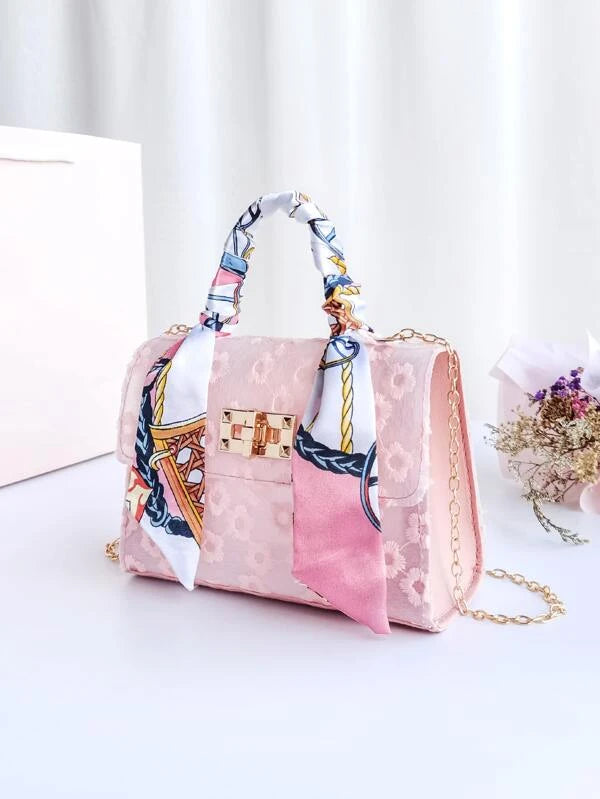 Mini Twilly Scarf Decor Floral Embroidered Chain Bag 789VB