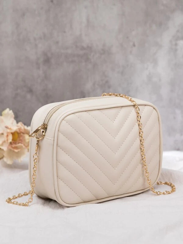 Mini Chevron Chain Crossbody Bag