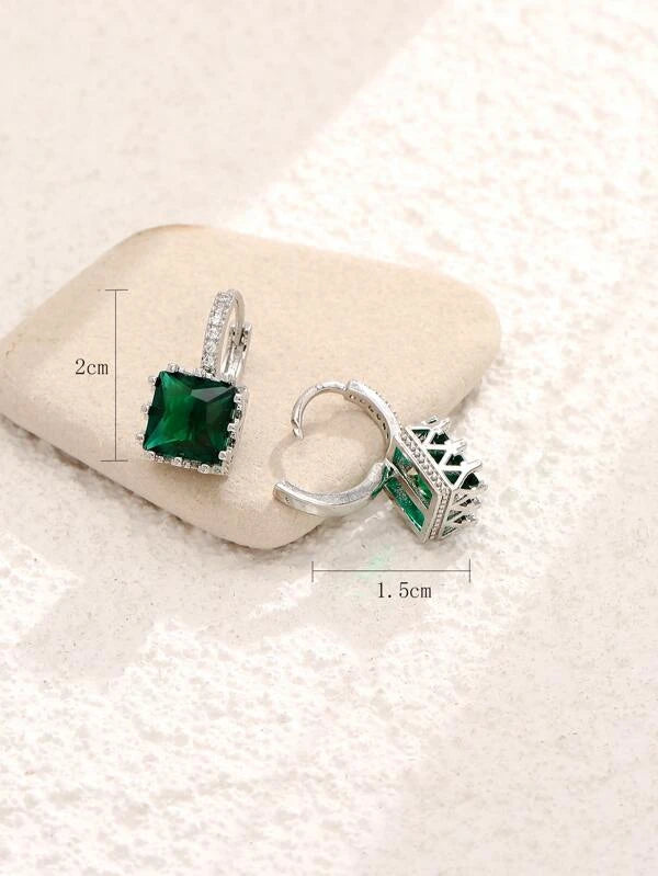 Cubic Zirconia Decor Earrings ui7