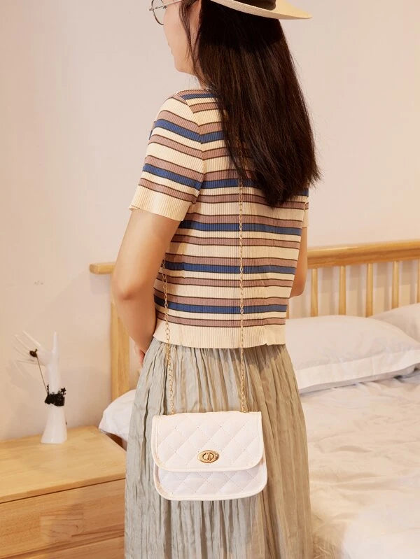 Mini Quilted Turn-lock Crossbody Bag