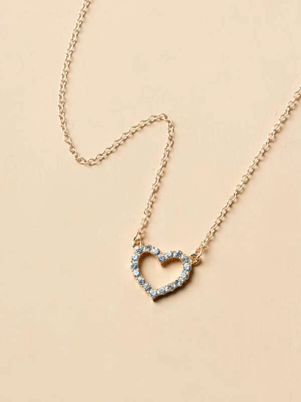 Rhinestone Heart Decor Necklace zu78 in YELOW/ SILVER Color