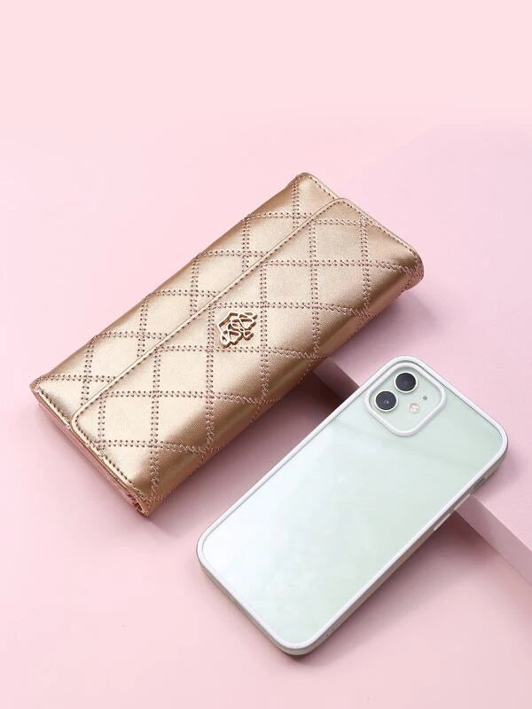 Metallic Quilted Fold Over Purse