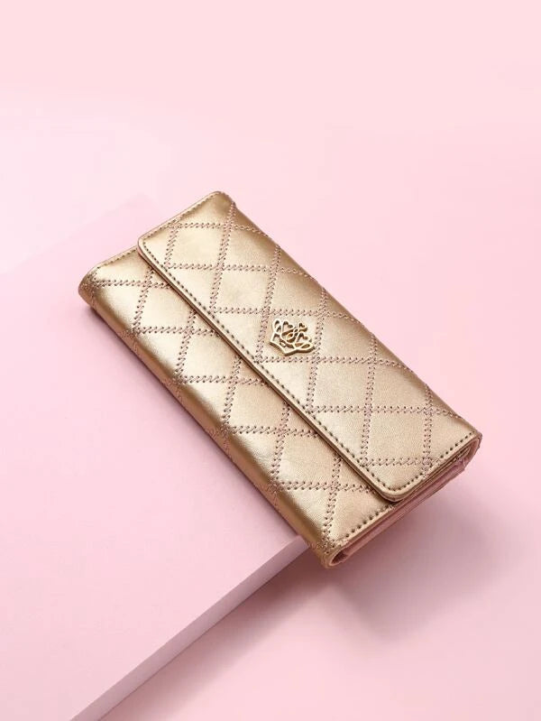 Metallic Quilted Fold Over Purse