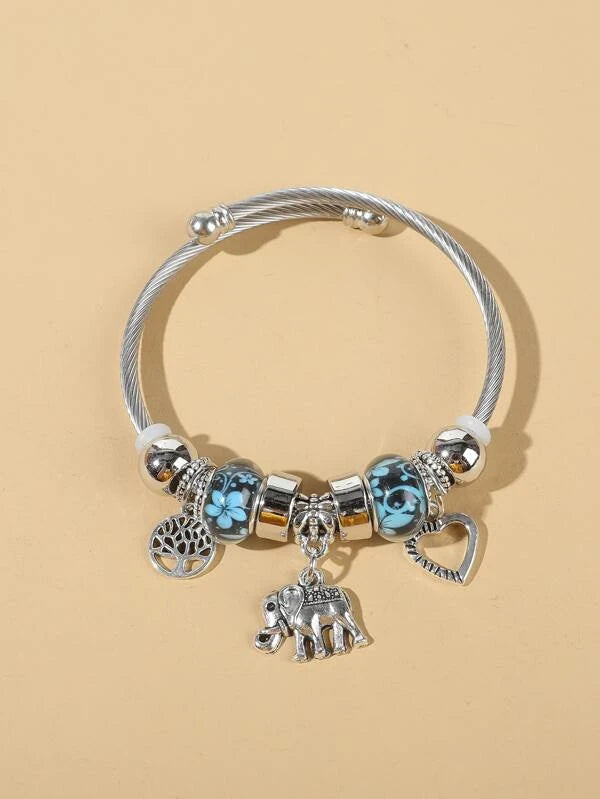 Elephant Decor Beaded Bangle YX