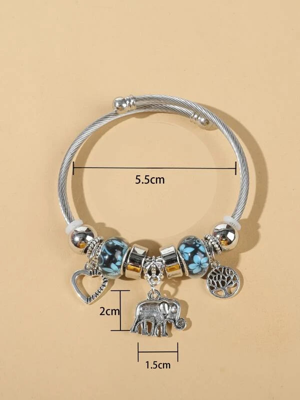 Elephant Decor Beaded Bangle YX