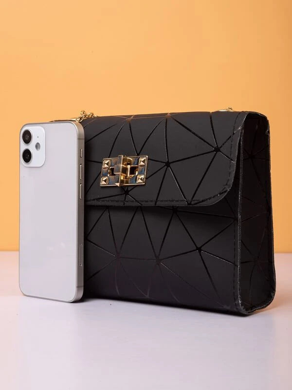 Mini Twist Lock geometrikus mintás flip négyzetes táska