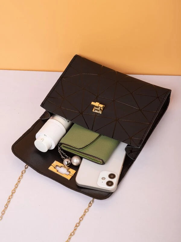 Mini Twist Lock geometrikus mintás flip négyzetes táska