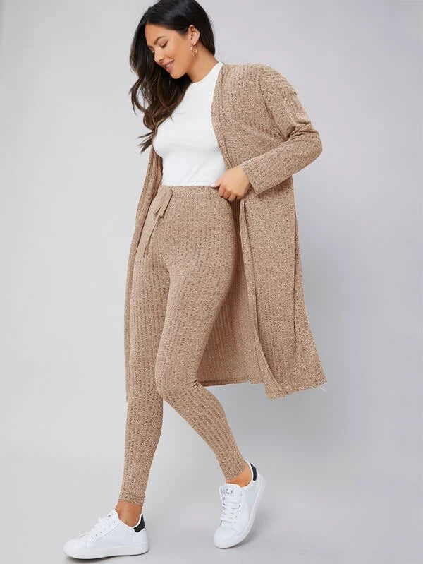 Drop Shoulder Coat & Knot Front Leggings