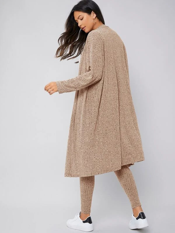 Drop Shoulder Coat & Knot Front Leggings