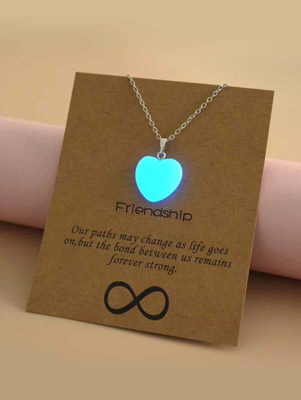 Glow In The Dark Heart Charm Necklace