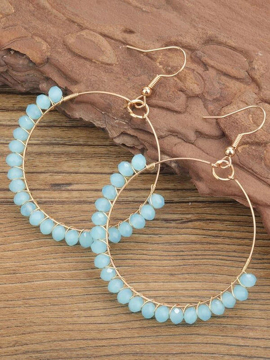 EMERY ROSE Crystal Beaded Round Drop Earrings