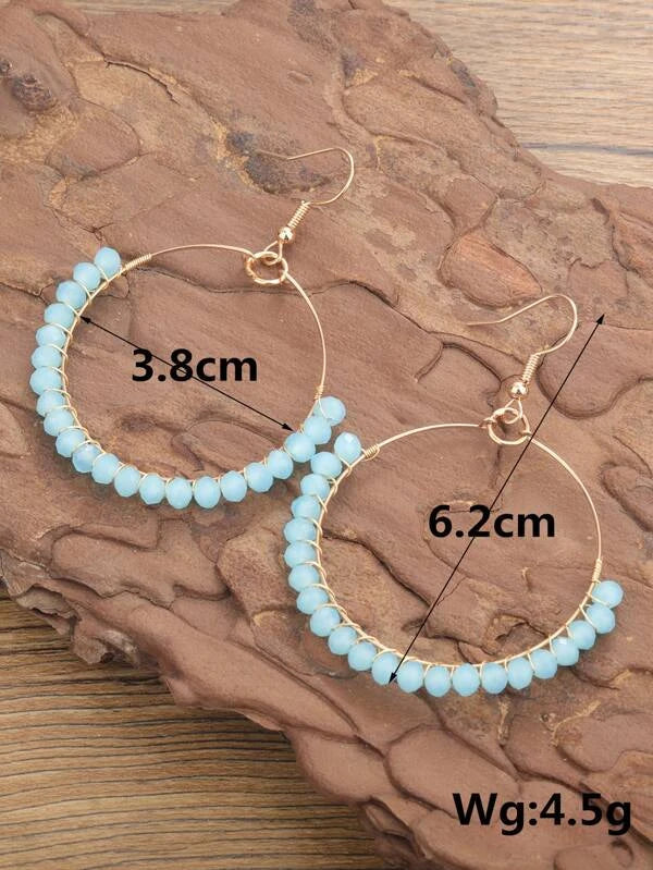 EMERY ROSE Crystal Beaded Round Drop Earrings