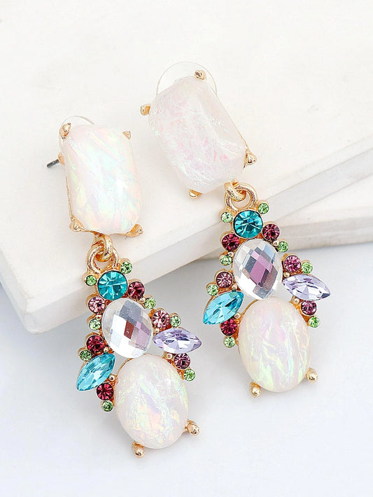 Rhinestone Decor Earrings ui8