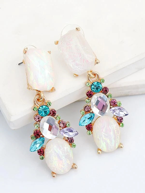 Rhinestone Decor Earrings ui8