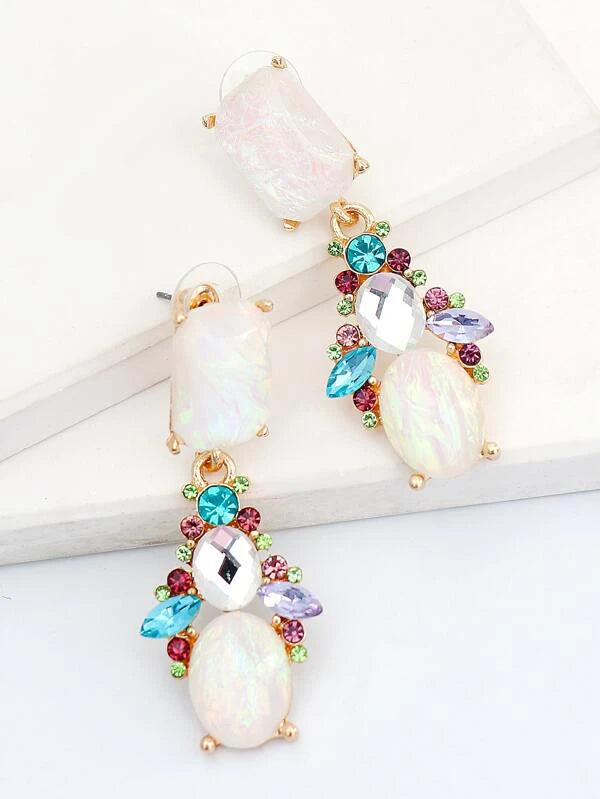 Rhinestone Decor Earrings ui8