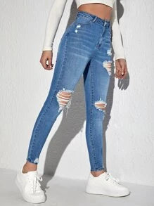 Ripped Detail Skinny Jeans4