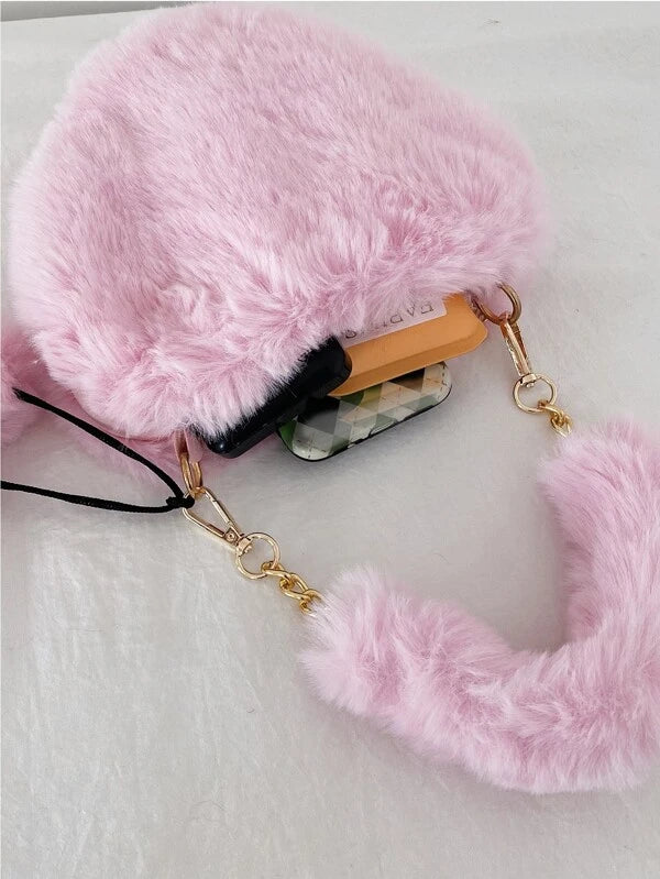 Decor Heart Design Fluffy Shoulder Bag BV