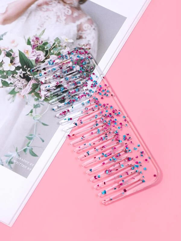 Glitter Wide Tooth Hair Comb      (PINK/ GOLD / MULTICOLOR)