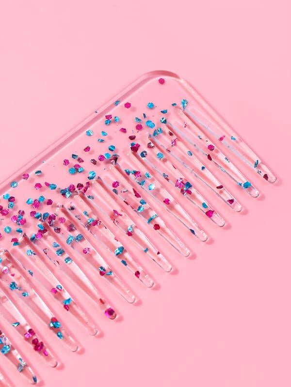 Glitter Wide Tooth Hair Comb      (PINK/ GOLD / MULTICOLOR)