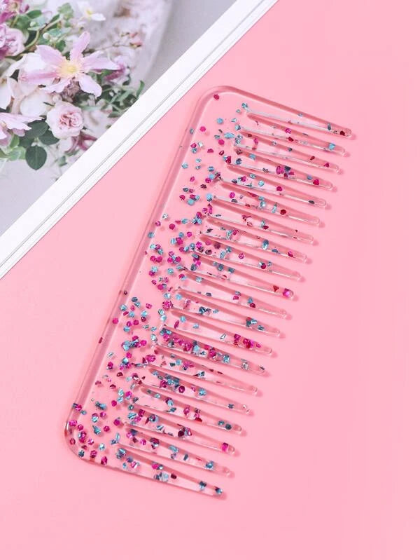 Glitter Wide Tooth Hair Comb      (PINK/ GOLD / MULTICOLOR)