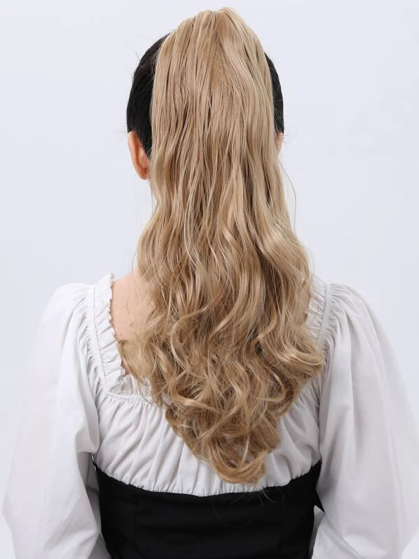 Natural Long Curly Synthetic Ponytail With Claw