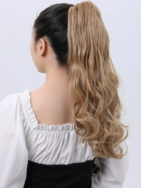 Natural Long Curly Synthetic Ponytail With Claw