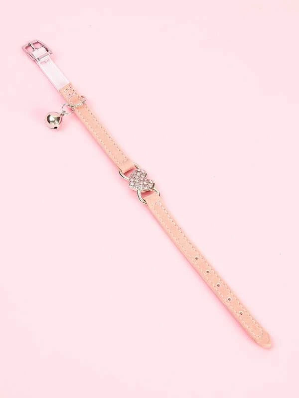 Rhinestone Heart Decor Pet Collar BEIGE/ RED /GREY/ BLACK / PINK / PURPLE