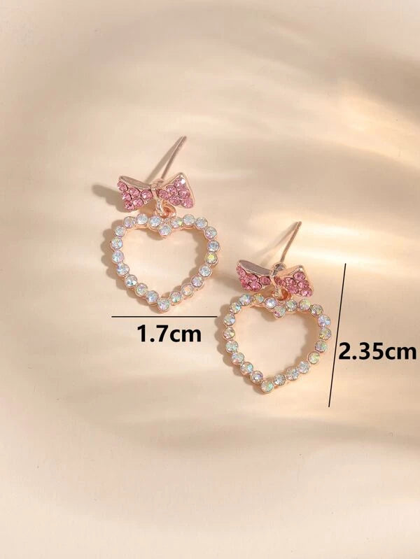 Heart & Bow Decor Drop Earrings