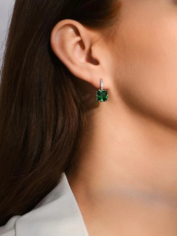Cubic Zirconia Decor Earrings ui7