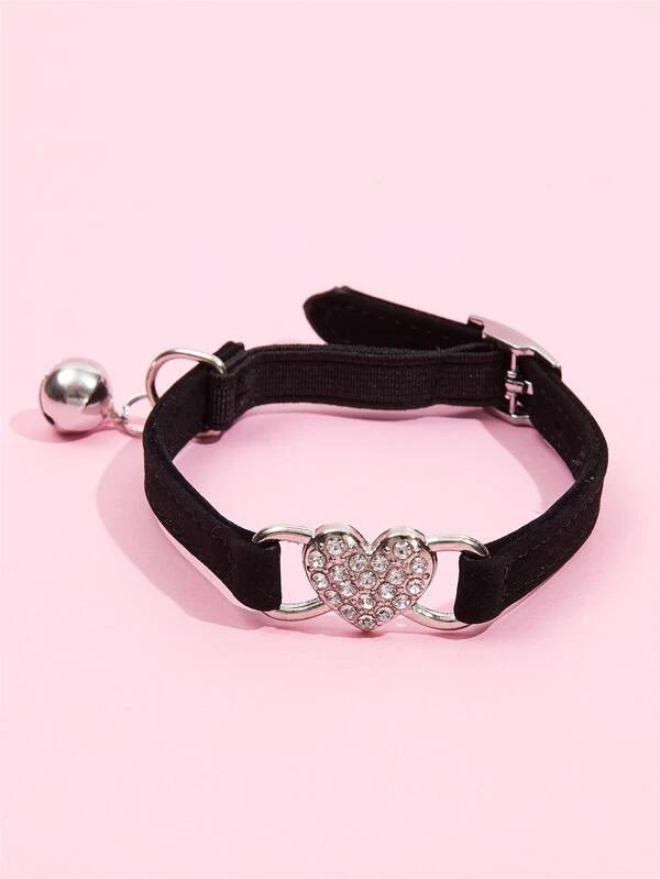 Rhinestone Heart Decor Pet Collar BEIGE/ RED /GREY/ BLACK / PINK / PURPLE