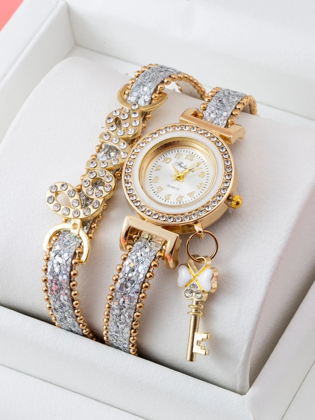 Rhinestone Decor Wrap Quartz Watch